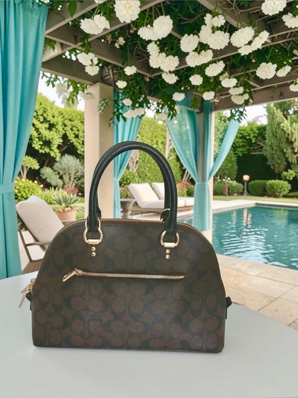 COACH Katy Satchel Signature Satchel – Black/Dark Brown - Picture 6 of 10